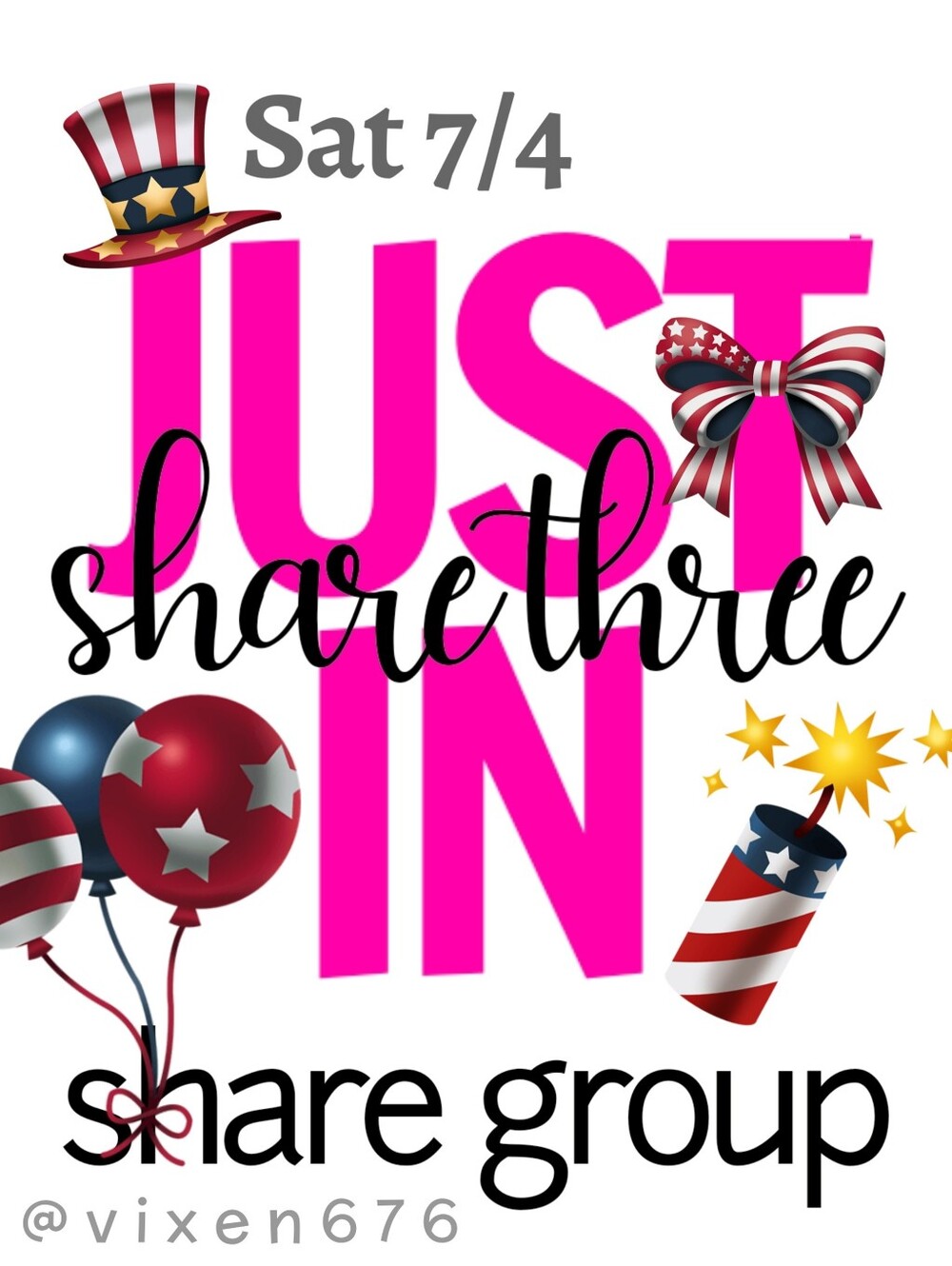 ❌CLOSED‼️🖤 SAT 7/04 SHARE 3 JUST IN Share Group